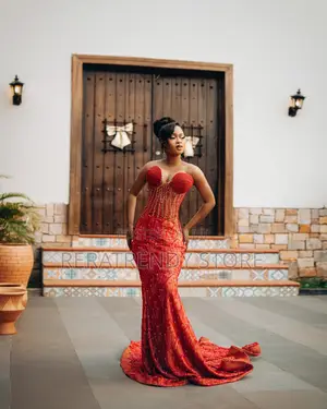 Beaded Mermaid Dress - Red