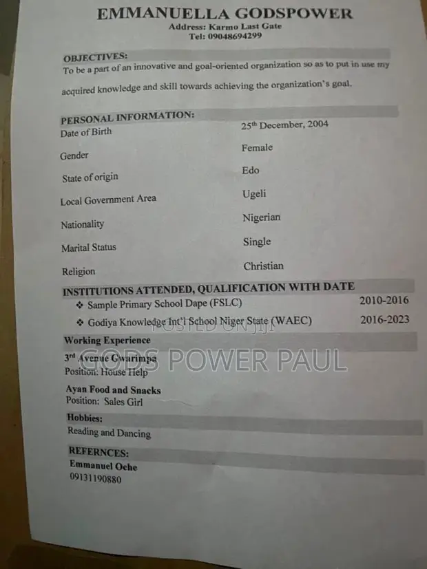 Housekeeping & Cleaning Job Seeker - 1