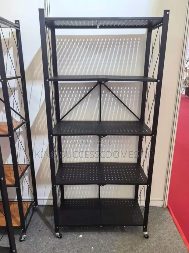 5-Tier Heavy-Duty Foldable Storage Rack with Wheels - 1
