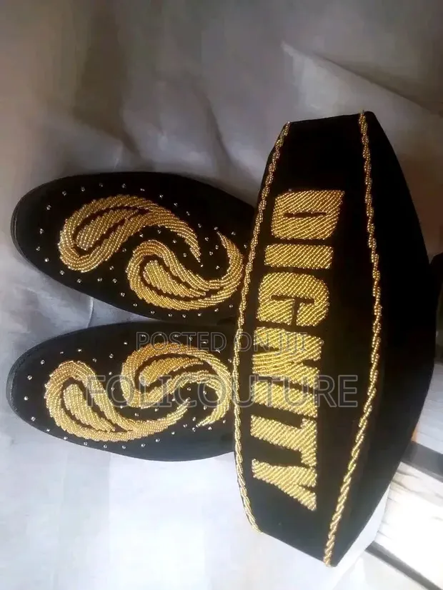 Folicouture Traditional Attire - Gold Velvet Boat Shoes - 1