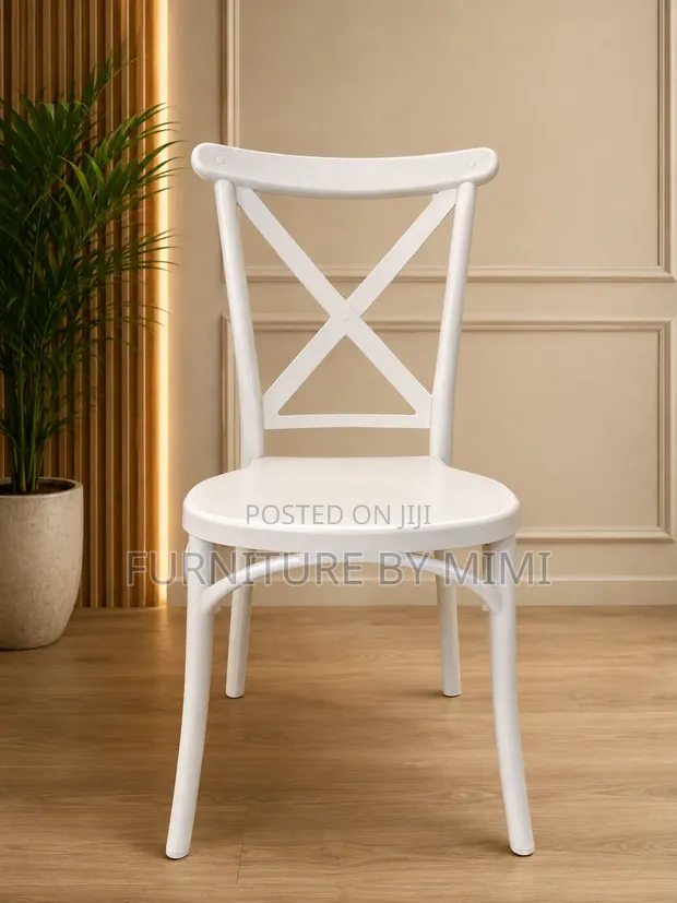 Premium White Cross-Back Chairs - 1