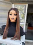 16" Bone Straight Wig with Closure - 1