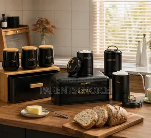 Bread, Tea, Coffee & Sugar Storage Set with Bamboo Lids