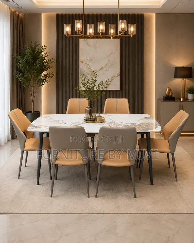 Luxury 6-Seater Marble Dining Table Set (Brand New) - 1