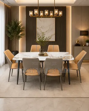 Luxury 6-Seater Marble Dining Table Set (Brand New)