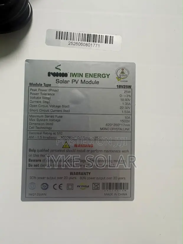 Iwin 25W Solar Panel 18V - 1