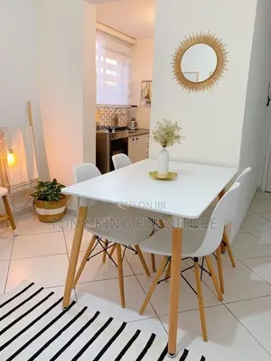 Modern 4-Seater Rectangular Wooden Dining Table Set