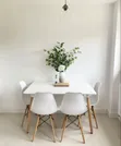 Imported White 4-Seater Wooden Top Rectangular Dining Table Set - 1