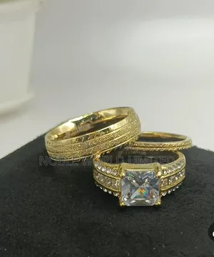 Silver/Gold Double Stoned Titanium Steel Rings