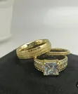 Silver/Gold Double Stoned Titanium Steel Rings - 1