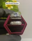 Silver/Gold Double Stoned Titanium Steel Rings - 2