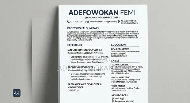 Frontend Developer CV - 7 Years Experience - 1