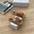 Chloe Woody Raffia Criss Cross Flat Slides - 1