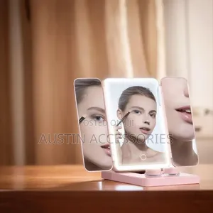 Tricolour Rechargeable LED Makeup Mirror with Contact Lens Cleaner