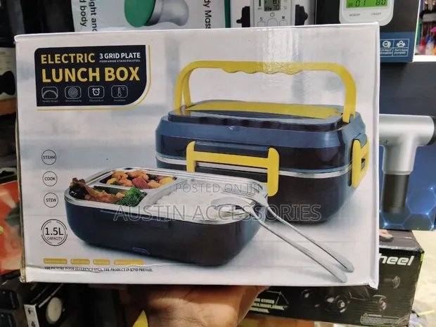 Electric Insulating Lunch Box with Cutlery & Cables - 1