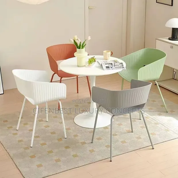 Stylish Four-Seater Round Dining Table with Chairs - 1