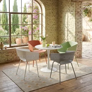 Stylish Four-Seater Round Dining Table with Chairs