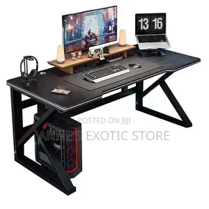 K-Shaped Carbon Fiber Gaming Desk with Monitor Stand & CPU Holder