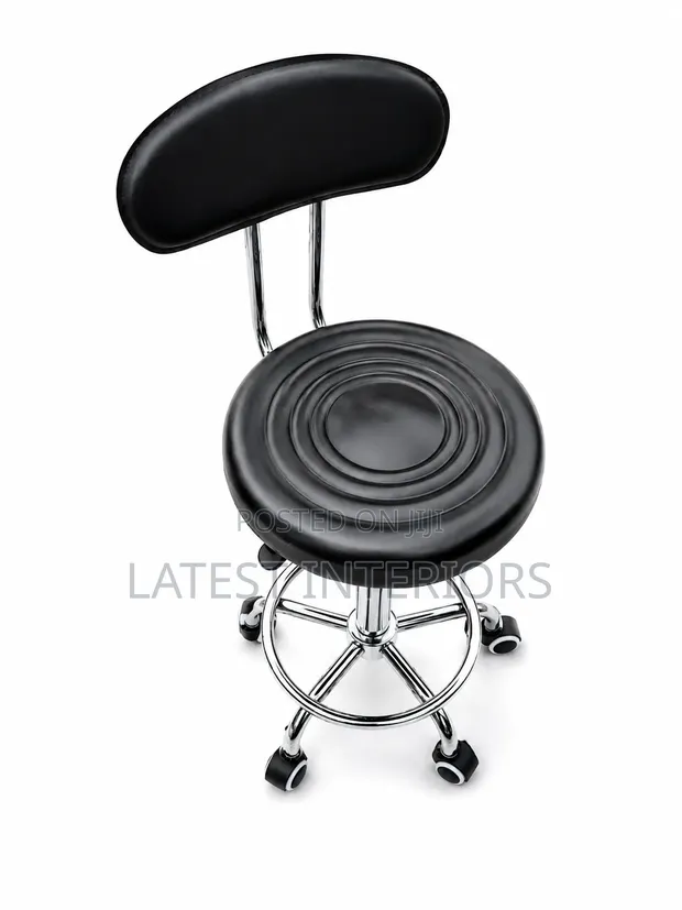 Adjustable Rolling Swivel Stool with Backrest | Salon, Clinic, Office - 1