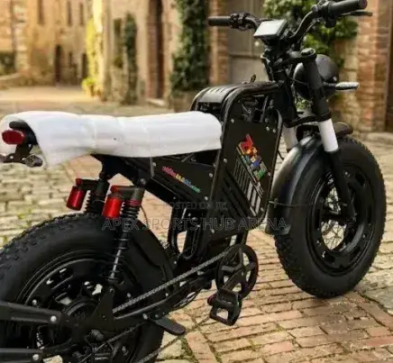 New 2026 Fat Tire Moped-Style Electric Bike - Black - 1