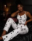 Heart Print Sheer Cami Lounge Set - 3