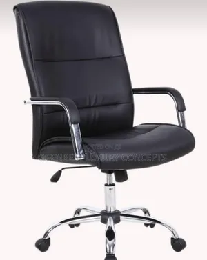 Stylish Swivel Office Chair with Leather Back and Seat