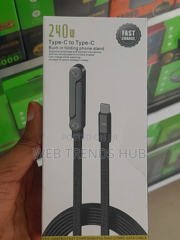 240W USB-C to USB-C Cable with Built-in Stand - 1