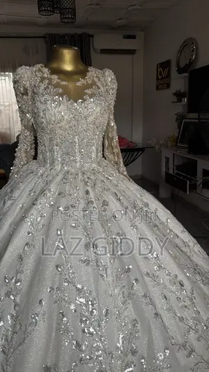 Elegant White & Silver Wedding Dress