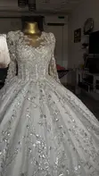 Elegant White & Silver Wedding Dress - 1