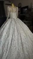 Elegant White & Silver Wedding Dress - 3