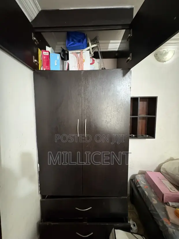 Large Wooden Wardrobe with Mirror - 1