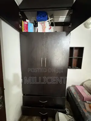 Large Wooden Wardrobe with Mirror