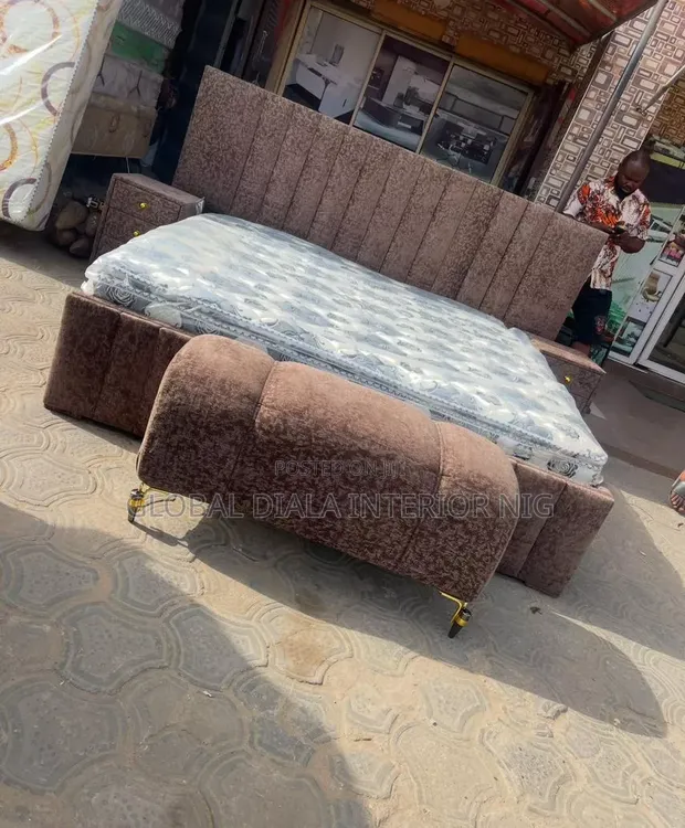 Modern Padded 6x6 Bed Frame with Drawers - 1