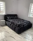 Quality Black Padded 4.5x6 Bed Frame with Drawer - 2