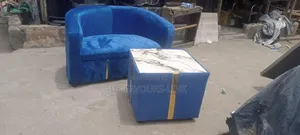 2-Seater Bucket Chair - Brand New Blue Velvet