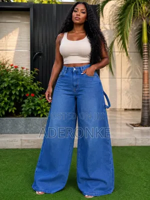 Zara Mata Jeans masu faɗi - Blue, High Rise