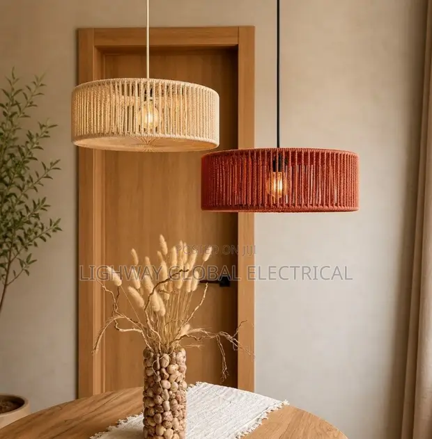 Handwoven Bohemian Style Rope Pendant Light Shade - 1