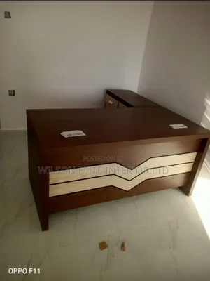 1.6m L-Shaped Executive Office Table mai Lada & Cupboard