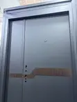Modern Gray Steel Security Door with Smart Lock - 1