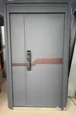 Modern Gray Steel Security Door with Smart Lock - 2