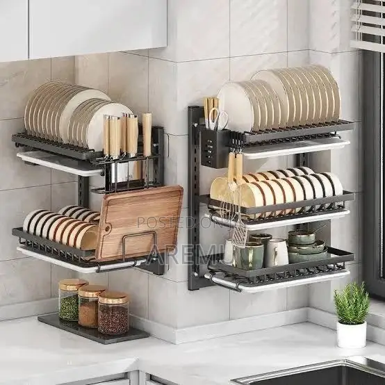 Wall Mounted 2 Layer Plate Rack - 1