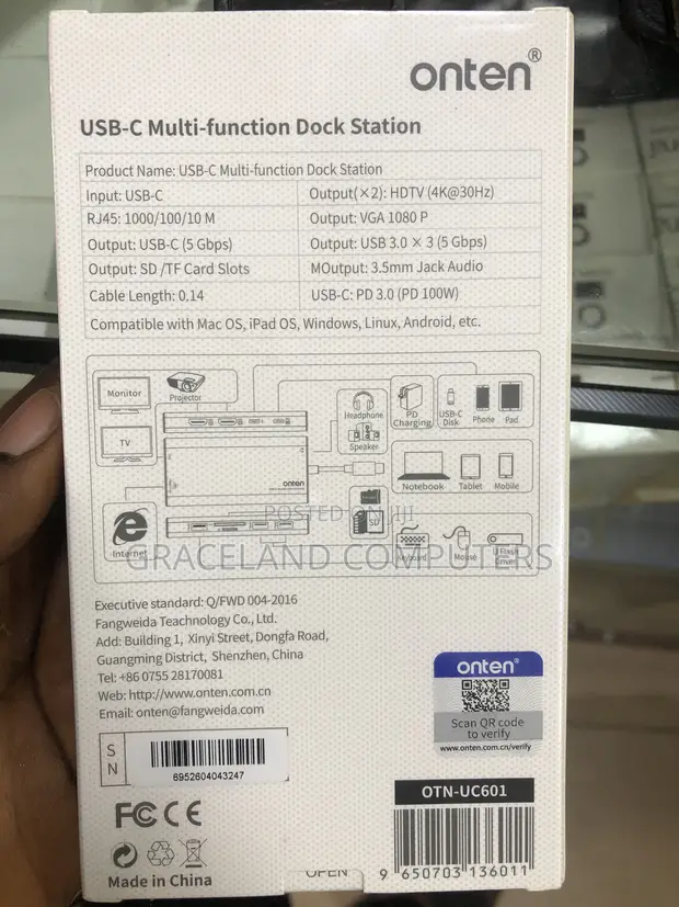 Onten OTN-UC601 12-in-1 Type-C Docking Station - 1