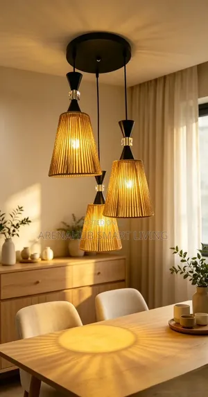 JOYINLED 3-Light Woven Wicker Pendant Light