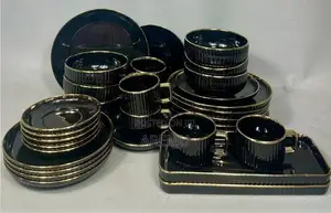 32pcs Luxury Gold-Rimmed Dinner Set