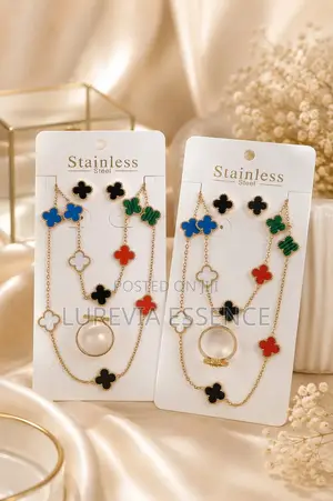 Clover-Inspired Stainless Steel Jewelry Set