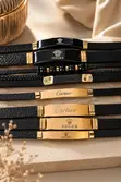 Men's Braided Leather Bracelets with Gold-Toned Accents - 2