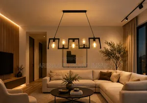 Vintage Industrial 4-Head Wood & Iron Pendant Light