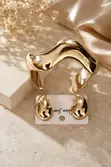 Chunky Gold Cuff and Matching Earrings Set - 1