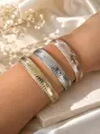 Three-Tone Greek Key Bangles (Rose Gold, Gold, Silver) - 2