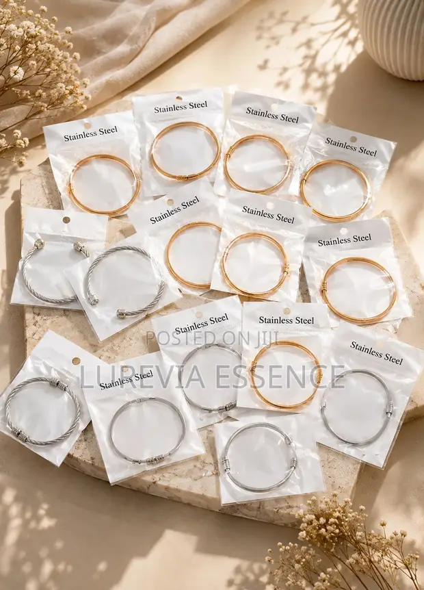 Simple Stainless Steel Bangles - Gold & Silver - 1